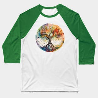 Tree of Life Elemental Magic Spiritual Watercolor Art Baseball T-Shirt